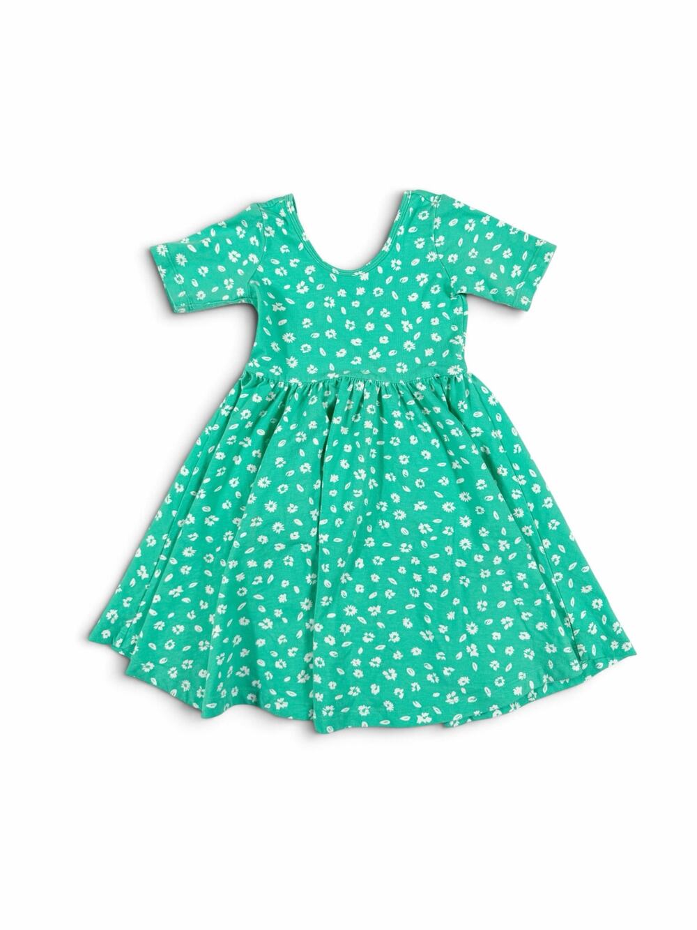 Alice + Ames Girls Short Sleeve Twirl Dress Green Floral Size 6